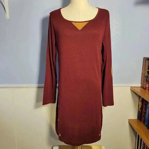 Final Price / Last Chance Item Leo Rosi Small Maroon Tan Tunic Top - Picture 1 of 13